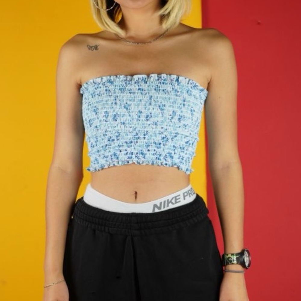 Baby Blue Floral Tube Top